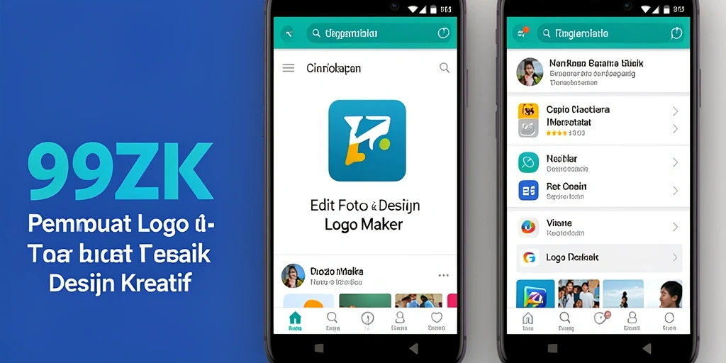 Antarmuka sederhana dan fitur lengkap dari aplikasi Logo Maker 99ZK.