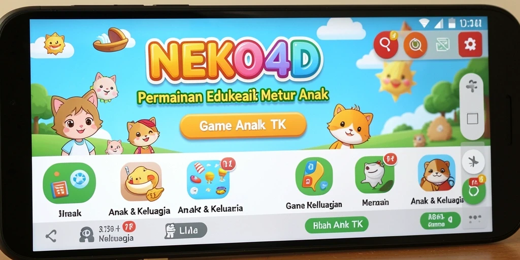 Screenshot antarmuka NEKO4D dengan permainan edukatif anak.
