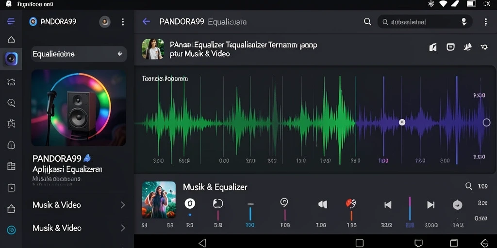 Antarmuka PANDORA99 menampilkan berbagai opsi pengaturan audio Equalizer yang mudah diakses.